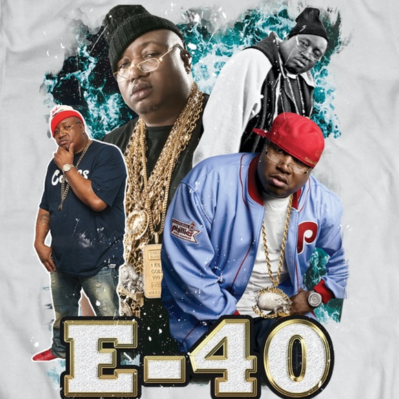 Vintage Style E-40 White Bay Area Rap Tee - Picture 2 of 2